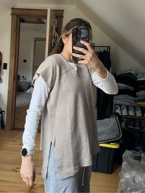 Taupe Knit Vest Poncho